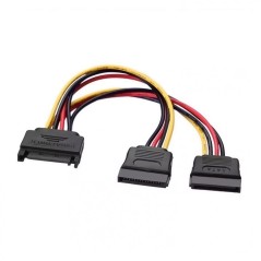 Cable Alimentación Aisens A131-0353/ SATA Macho - 2x SATA Hembra/ Hasta 54W/ 20cm/ Negro