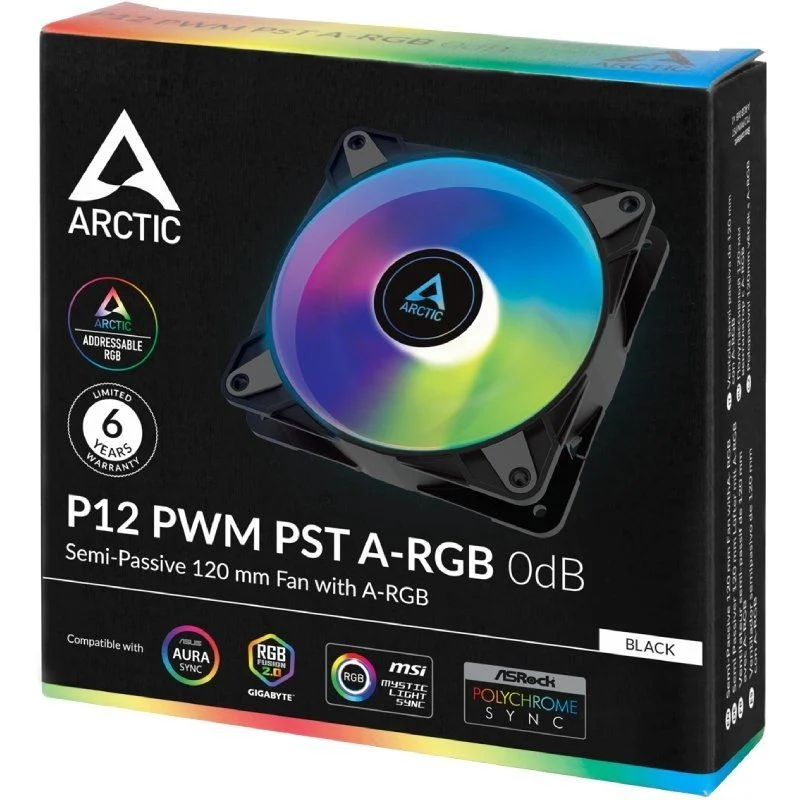 Ventilador Arctic P12 PWM PST A-RGB/ 12cm/ Negro Ventilador Arctic P12 PWM PST A-RGB/ 12cm/ Negro