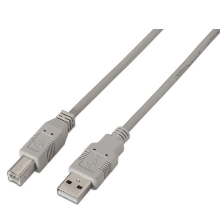 Cable USB 2.0 Impresora Aisens A101-0002/ USB Tipo-B Macho - USB Macho/ 1.8m/ Beige