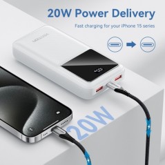 Powerbank 20000mAh Vention 22.5W USB (C+A+A) con Pantalla LED - Color Negro