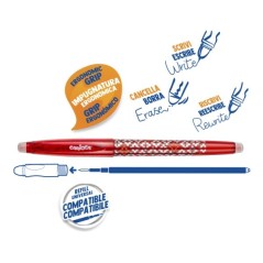 Bolígrafos Borrables Carioca Oops Pop - Punta de 0.7mm - Doble Goma - Color Rojo - Caja de 12 unidades