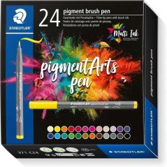Pack de 24 Rotuladores Staedtler 371 Punta de Pincel Suave - Colores Vivos y Brillantes - Primera Calidad
