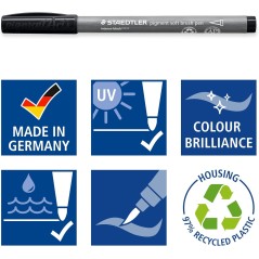 Pack de 6 Rotuladores Punta de Pincel Suave Staedtler 372 - Colores Grises Surtidos