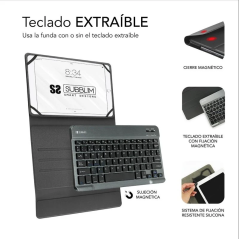 Funda con Teclado Keytab Pro Bluetooth para Tablets de 10.1"-10.8"- Gris