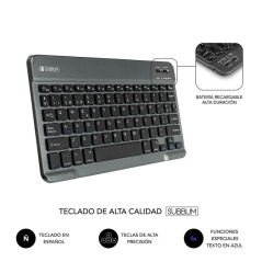 Funda con Teclado Keytab Pro Bluetooth para Tablets de 10.1"-10.8"- Gris