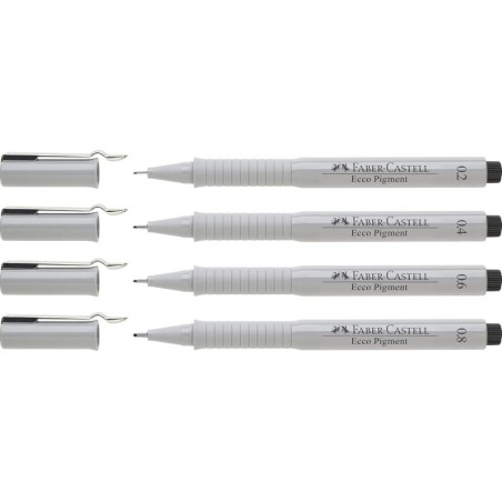 Pack de 4 Rotuladores Calibrados Faber-Castell Ecco Pigment - Color Negro