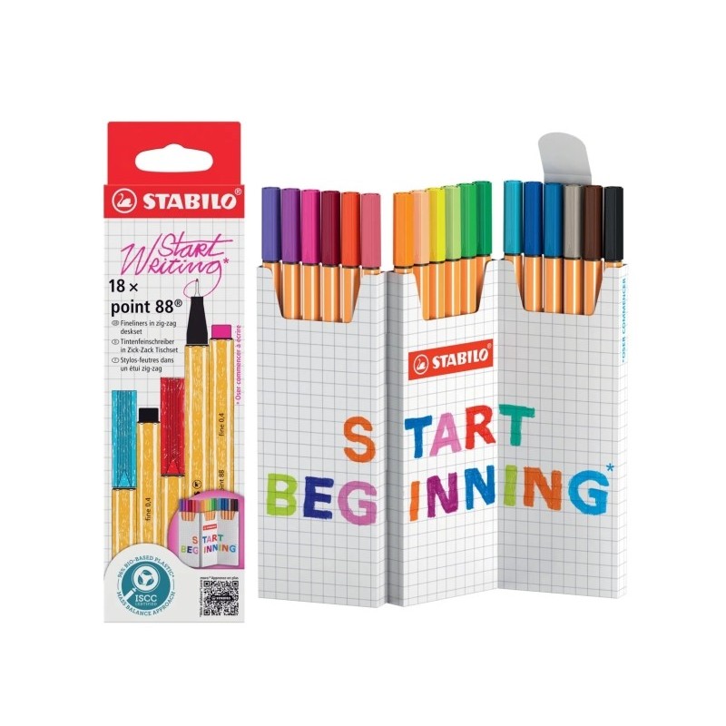 Pack de 18 Rotuladores de Punta de Fibra Stabilo - Colores Surtidos